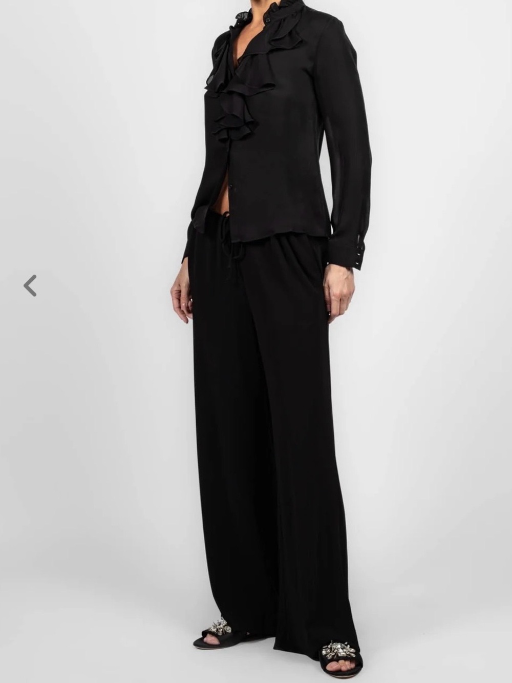 Nili Lotan  Adriel Pants  Black Wide-Leg - Picture 5 of 8